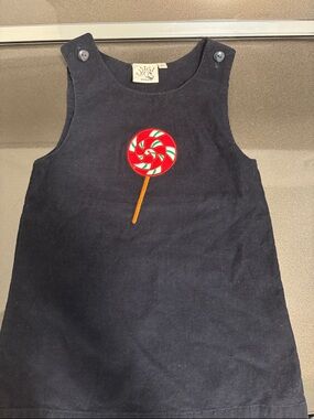 Luigi Kids Navy Corduroy Lollipop Tank Dress